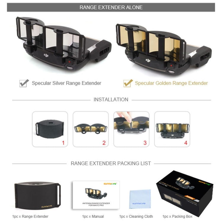 Sunnylife MV-ZC601 For DJI Mavic Air / DJI Mavic Mini Remote Control Hood Mirror Range Extender(Gold) - DJI & GoPro Accessories by Sunnylife | Online Shopping UK | buy2fix