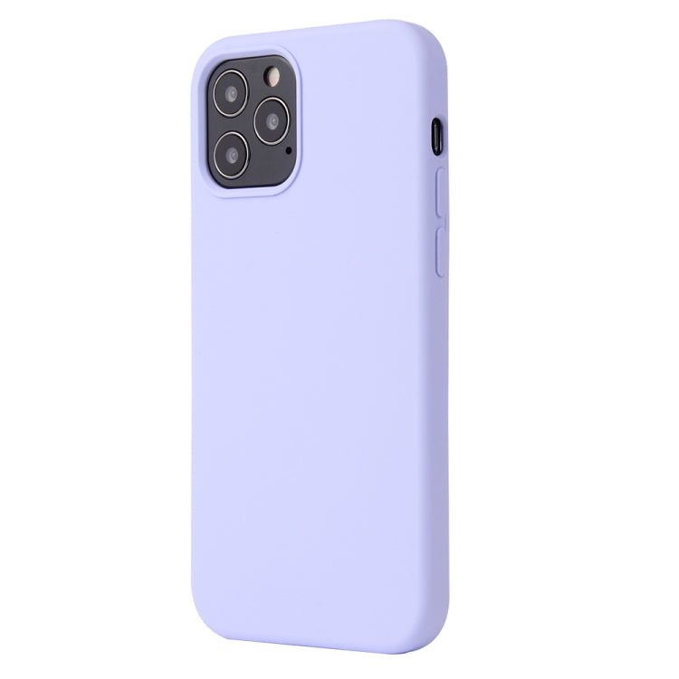 For iPhone 12 / 12 Pro Solid Color Liquid Silicone Shockproof Protective Case(Light Purple) - iPhone 12 / 12 Pro Cases by buy2fix | Online Shopping UK | buy2fix