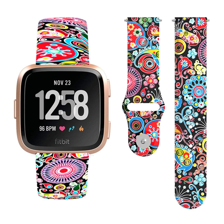 For Fitbit Versa 2 / Lite 22mm Reverse Buckle Printed Silicone Watch Band(Colorful Jellyfish) - Smart Wear by buy2fix | Online Shopping UK | buy2fix