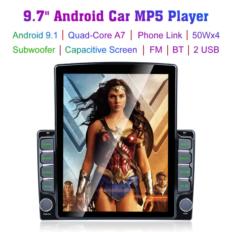 9.7 inch Vertical Screen 2.5D Glass Car Android Universal Player Navigator MP5 Integrated Machine Support Phone Link / GPS / FM / Steering Wheel Control - Car MP3 & MP4 & MP5 by buy2fix | Online Shopping UK | buy2fix