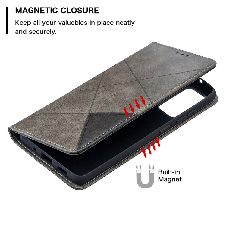 For Samsung Galaxy S20 FE 5G / S20 Lite Rhombus Texture Horizontal Flip Magnetic Leather Case with Holder & Card Slots(Grey) - Samsung Accessories by buy2fix | Online Shopping UK | buy2fix