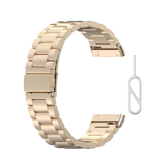 For Fitbit Versa 3 / Fitbit Sense 3-Beads Stainless Steel Watch Band with Disassembly Tools(Champagne Gold) - Smart Wear by buy2fix | Online Shopping UK | buy2fix