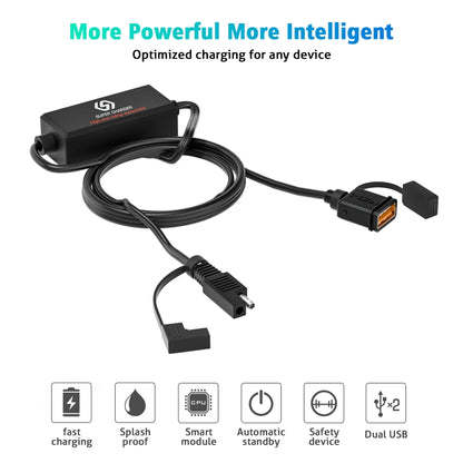 WUPP CS-1186B1 Motorcycle SAE Single USB Port Fast Charging Charger - Battery Charger by WUPP | Online Shopping UK | buy2fix