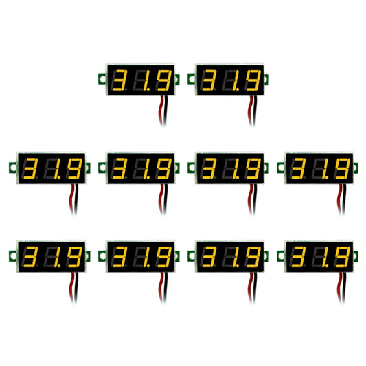 10 PCS 0.28 inch 2 Wires Adjustable Digital Voltage Meter, Color Light Display, Measure Voltage: DC 2.5-30V (Yellow) - Consumer Electronics by buy2fix | Online Shopping UK | buy2fix