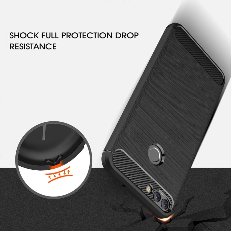 For Huawei  P smart / Enjoy 7S Brushed Texture Carbon Fiber Shockproof TPU Protective Back Case (Black) - Mobile Accessories by buy2fix | Online Shopping UK | buy2fix