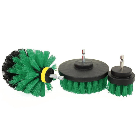 3 PCS Bathroom Kitchen Cleaning Brushes Kit for Electric Drill(Green) - Sponges, Cloths & Brushes by buy2fix | Online Shopping UK | buy2fix