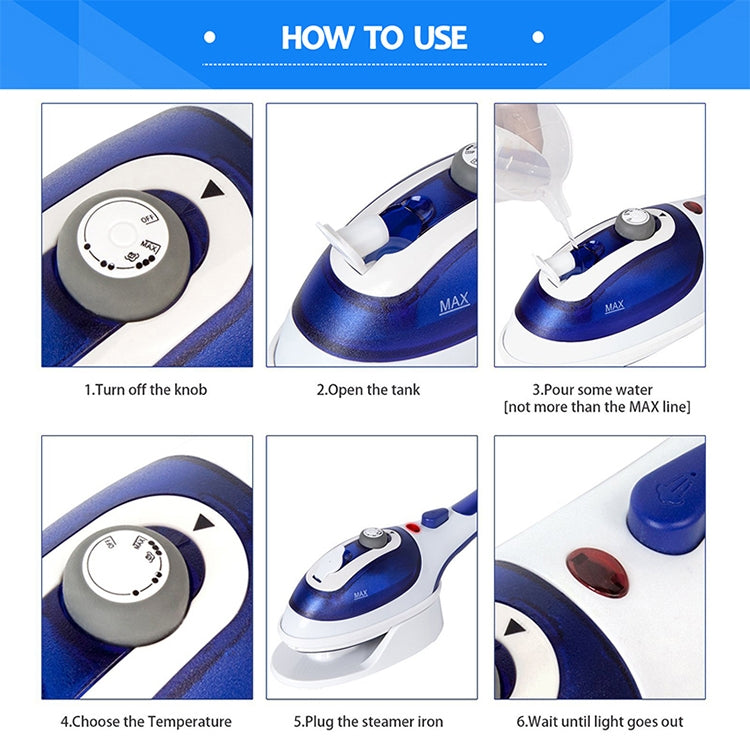 Multifunction Household Handheld Steamer Travel Portable Hand - Held Steam Hanging Hot Machine Ceramic Bottom with Flannelette Brush & Hair Brush & Measuring Cup,US Plug(Blue) - Home & Garden by buy2fix | Online Shopping UK | buy2fix