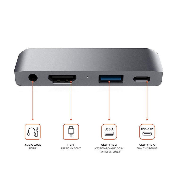 HW-TC29 4 In 1 Type-C / USB-C Multifunctional Extension HUB Adapter iPad Pro Hub (Silver) - Computer & Networking by buy2fix | Online Shopping UK | buy2fix