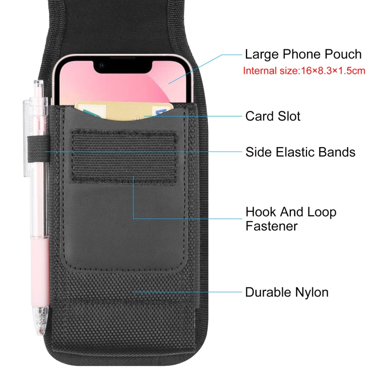 HAWEEL 6.1-6.8 inch Nylon Cloth Phone Belt Clip Carrying Pouch with Card Slot(Black) -  by HAWEEL | Online Shopping UK | buy2fix