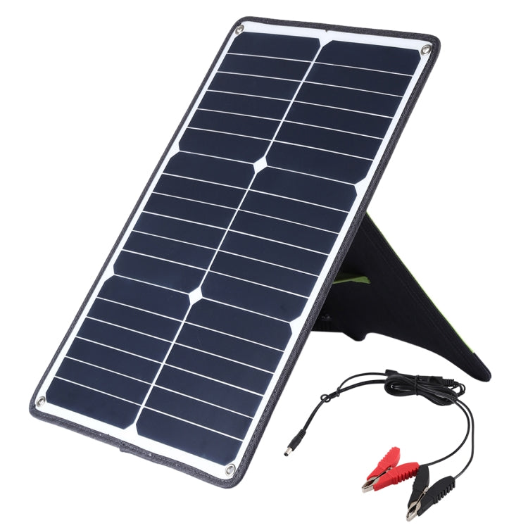 HAWEEL Portable 20W Monocrystalline Silicon Solar Power Panel Charger, with USB Port & Holder & Tiger Clip, Support QC3.0 and AFC(Black) - Charger by HAWEEL | Online Shopping UK | buy2fix