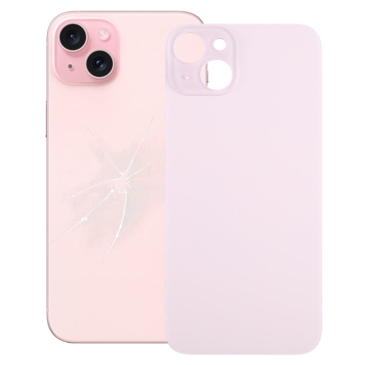 For iPhone 15 Plus Easy Replacement Big Camera Hole Glass Back Battery Cover(Pink) -  by buy2fix | Online Shopping UK | buy2fix