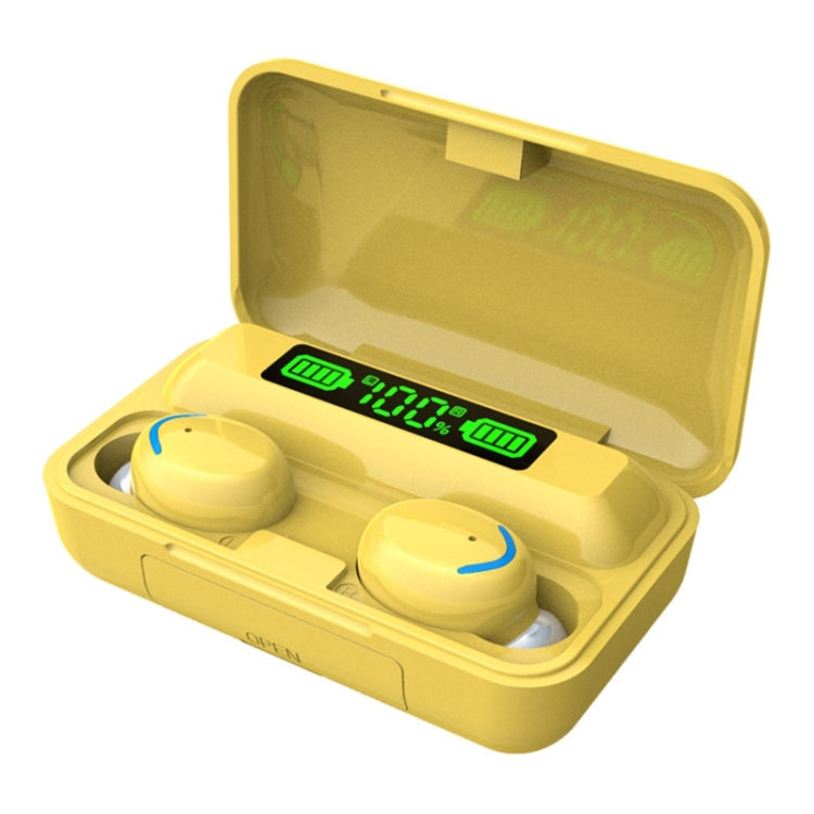 F9-5C Macaron Series LED Light + Digital Display Noise Reduction Bluetooth Earphone(Yellow) - Bluetooth Earphone by buy2fix | Online Shopping UK | buy2fix