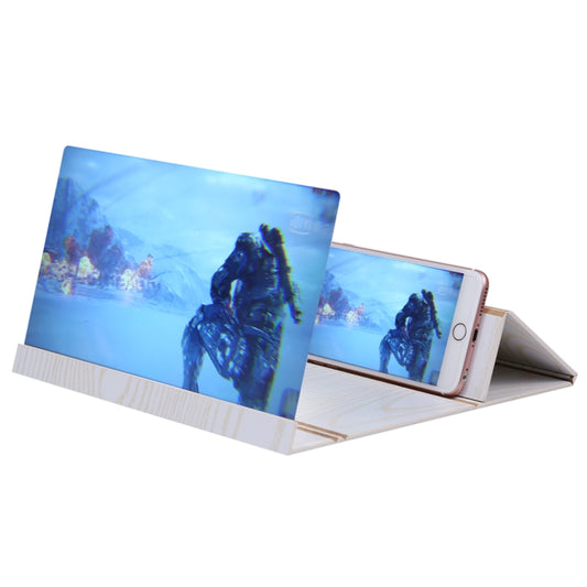 12.0 inch Universal Foldable Portable Wood + Organic Glass Eyeshield 3D Video Mobile Phone Screen Magnifier Bracket Enlarge with Holder for All Smartphones, Size: 260*190*8mm(White) - Screen Magnifier by buy2fix | Online Shopping UK | buy2fix