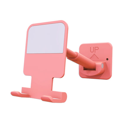 CCT11 Wall Paste Mobile Phone Bracket Foldable Lift Bathroom Kitchen Wall Bracket (Pink) - Hand-Sticking Bracket by buy2fix | Online Shopping UK | buy2fix