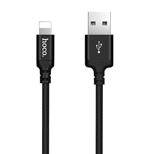 hoco X14 2m Nylon Braided Aluminium Alloy 8 Pin to USB Data Sync Charging Cable(Black) - Normal Style Cable by hoco | Online Shopping UK | buy2fix