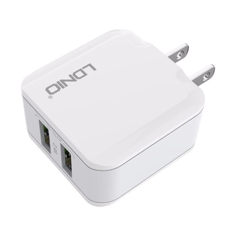 LDNIO A2201 2.4A Dual USB Charging Head Travel Direct Charge Mobile Phone Adapter Charger With Type-C Data Cable (US Plug) - USB Charger by LDNIO | Online Shopping UK | buy2fix