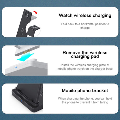 HQ-UD21 3 in 1 Folding Mobile Phone Watch Multi-Function Charging Stand Wireless Charger for iPhones & Apple Watch & Airpods (Black) - Apple Accessories by buy2fix | Online Shopping UK | buy2fix