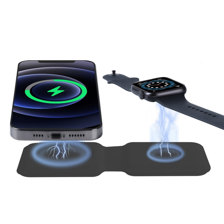 Q500 Foldable Magnetic Dual Wireless Charger for Phones / iWatch / AirPods(Black) - Apple Accessories by buy2fix | Online Shopping UK | buy2fix