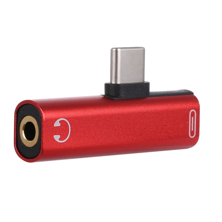 2 in 1 USB-C / Type-C Male to USB-C / Type-C Female 3.5mm Jack Charging Listening Adapter(Red) - Mobile Accessories by buy2fix | Online Shopping UK | buy2fix