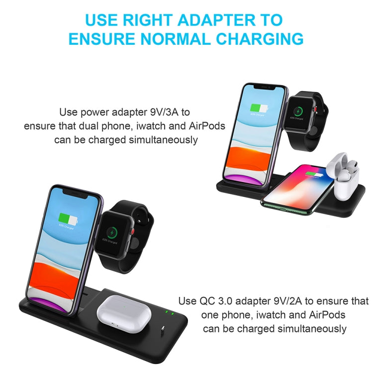 Q20 4 In 1 Wireless Charger Charging Holder Stand Station with Adapter For iPhone / Apple Watch / AirPods, Support Dual Phones Charging (White) - Apple Accessories by buy2fix | Online Shopping UK | buy2fix