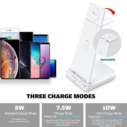 10W 3 in 1 QC 3.0  Vertical Multi-function Wireless Charger with Stand Function, Suitable for Mobile Phones / Apple Watch / AirPods (Black) - Multifunction Charger by buy2fix | Online Shopping UK | buy2fix