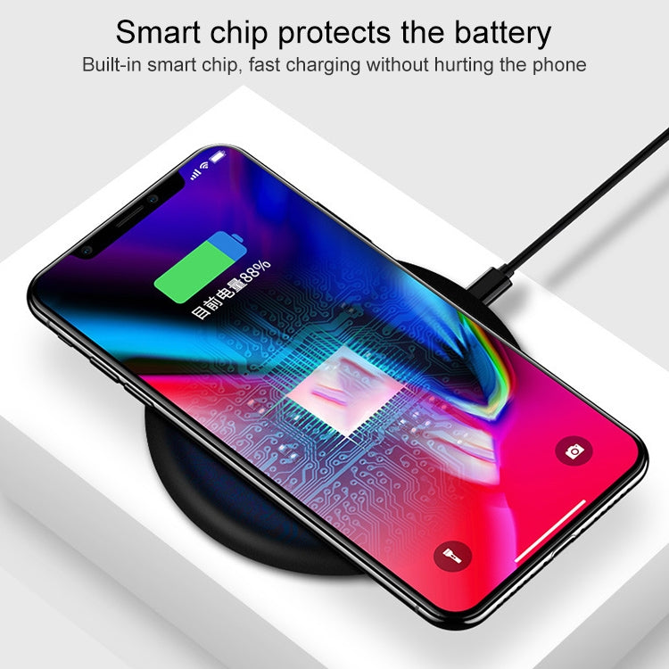 TOVYS-KC-N5 9V 1A Output Frosted Round Wire Qi Standard Fast Charging Wireless Charger, Cable Length: 1m(Black) - Wireless Charger by buy2fix | Online Shopping UK | buy2fix