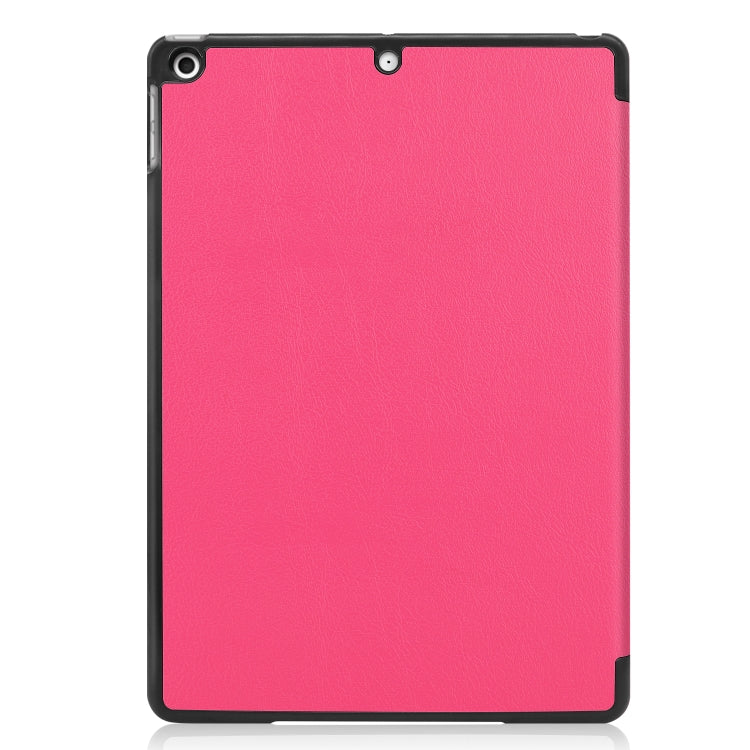 For iPad 10.2 Custer Texture Horizontal Flip Smart PU Leather Case with Sleep / Wake-up Function & Three-folding Holder (Rose Red) - iPad 10.2 Cases by buy2fix | Online Shopping UK | buy2fix