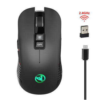 HXSJ T30 2.4GHz 8-key USB Rechargeable Colorful Glowing 3600DPI Four-speed Adjustable Wireless Optical Mute Gaming Mouse for Desktop Computers / Laptops, with USB-C / Type-C Adapter - Wireless Mice by HXSJ | Online Shopping UK | buy2fix
