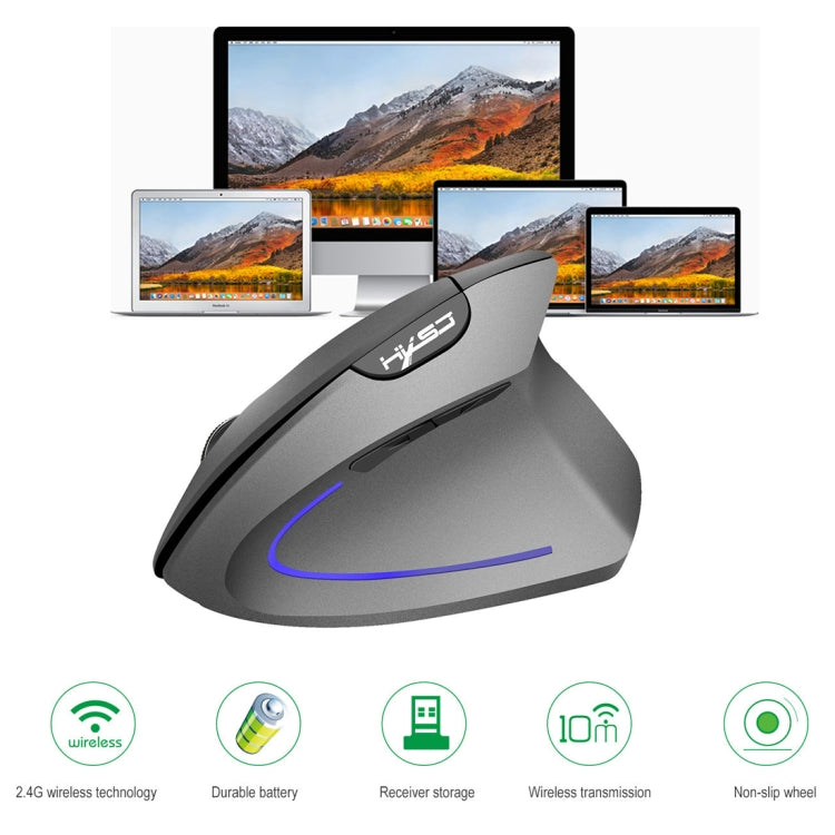 HXSJ T22 2.4GHz Wireless 4-Keys 2400 DPI Adjustable Ergonomics Optical Vertical Mouse(Black) - Wireless Mice by HXSJ | Online Shopping UK | buy2fix