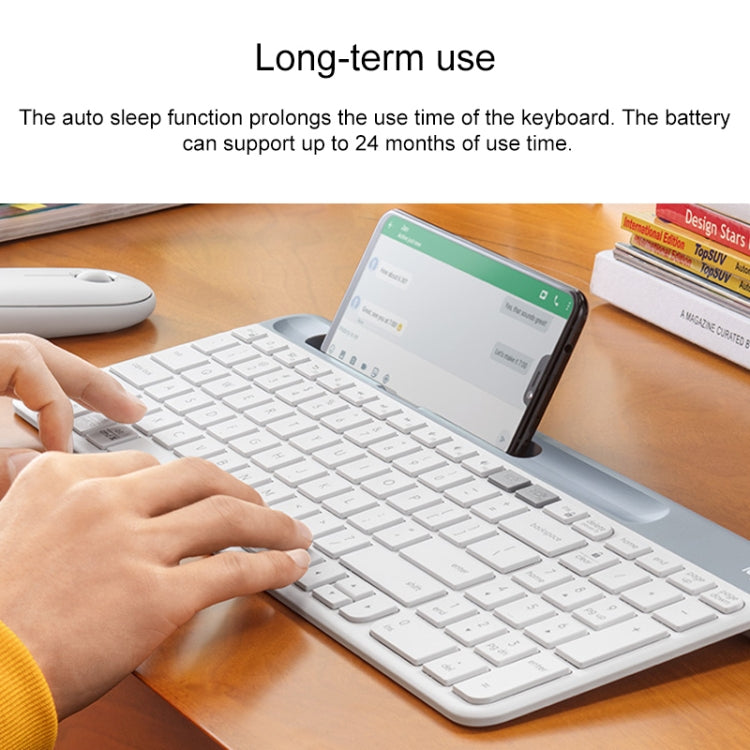 Logitech K580 Dual Modes Thin and Light Multi-device Wireless Keyboard with Phone Holder (White) - Wireless Keyboard by Logitech | Online Shopping UK | buy2fix