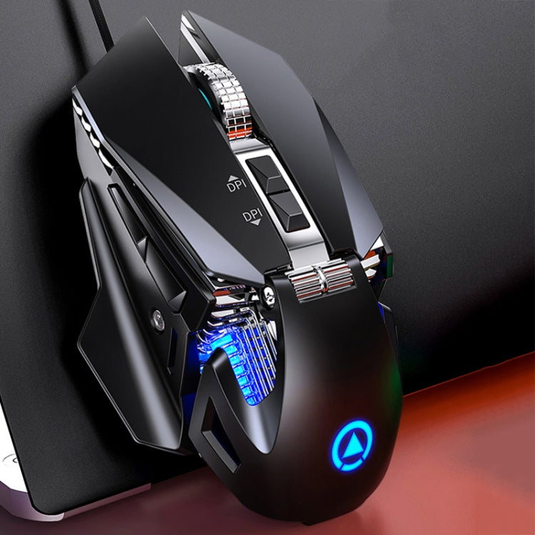 YINDIAO G10 7200DPI 7-modes Adjustable 7-keys RGB Light Wired Metal Mechanical Hard Core Macro Mouse, Style: Audio Version(Black) - Wired Mice by YINDIAO | Online Shopping UK | buy2fix