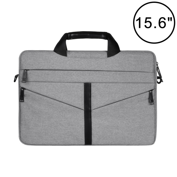 15.6 inch Breathable Wear-resistant Fashion Business Shoulder Handheld Zipper Laptop Bag with Shoulder Strap (Light Grey) - 14.1 inch by buy2fix | Online Shopping UK | buy2fix