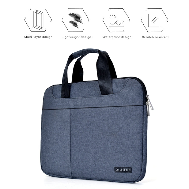 OSOCE S63 Breathable Wear-resistant Shoulder Handheld Zipper Laptop Bag For 15 inch and Below Macbook, Samsung, Lenovo, Sony, DELL Alienware, CHUWI, ASUS, HP (Blue) - 15 inch by OSOCE | Online Shopping UK | buy2fix