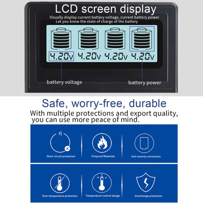 Micro USB 4 Slot Battery Charger for 3.7V Lithium-ion Battery, with LCD Display - Consumer Electronics by buy2fix | Online Shopping UK | buy2fix