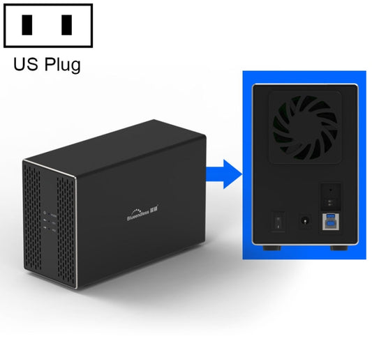 Blueendless USB-B Interface 3.5 inch 2 Bay RAID Combination Array HDD External Enclosure (US Plug) - HDD Enclosure by Blueendless | Online Shopping UK | buy2fix