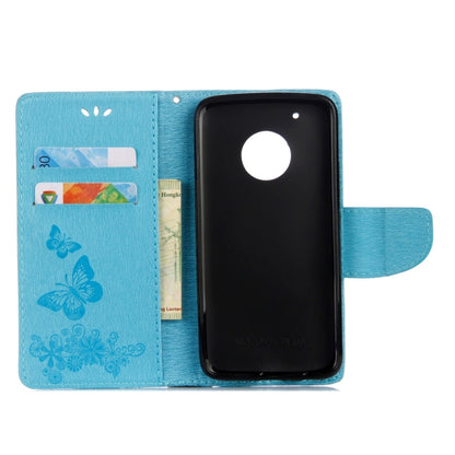 For Motorola Moto G5 Plus Pressed Flowers Butterfly Pattern Horizontal Flip Leather Case with Holder & Card Slots & Wallet(Blue) - Motorola Cases by buy2fix | Online Shopping UK | buy2fix