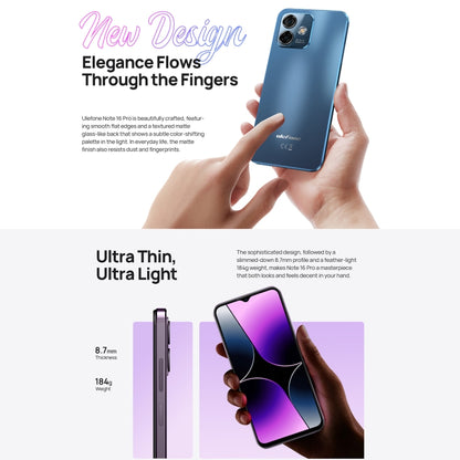 Ulefone Note 16 Pro, 8GB+128GB, Dual Back Cameras, Face ID & Side Fingerprint Identification, 4400mAh Battery, 6.52 inch Android 13 Unisoc T606 OctaCore up to 1.6GHz, Network: 4G, Dual SIM, OTG(Blue) - Ulefone by Ulefone | Online Shopping UK | buy2fix