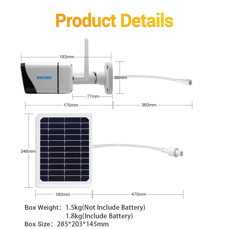 ESCAM QF320 HD 1080P 4G Solar Panel IP Camera, Support Night Vision & TF Card & PIR Motion Detection & Two Way Audio - Security by ESCAM | Online Shopping UK | buy2fix