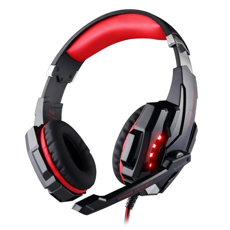 KOTION EACH G9000 3.5mm Game Gaming Headphone Headset Earphone Headband with Microphone LED Light for Laptop / Tablet / Mobile Phones,Cable Length: About 2.2m(Black Red) - Multimedia Headset by KOTION EACH | Online Shopping UK | buy2fix