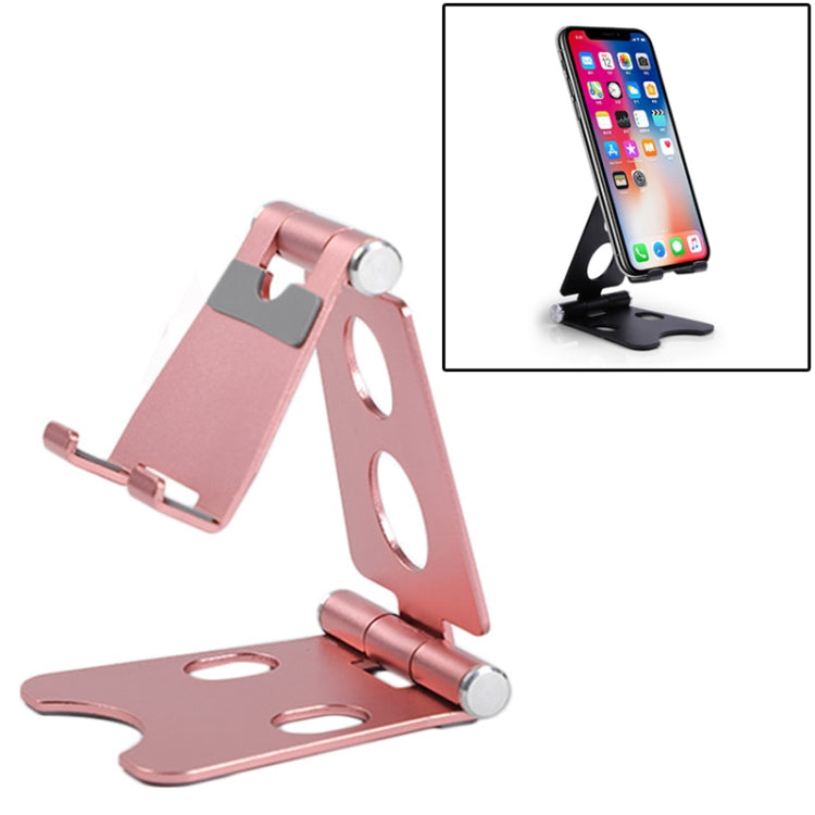 ROOSTAND R2 Aluminum Alloy Mobile Desktop Tablet Bracket Double Folding Lazy Artifact, Size: 6.4x7x9cm(Rose Gold) - Desktop Holder by buy2fix | Online Shopping UK | buy2fix