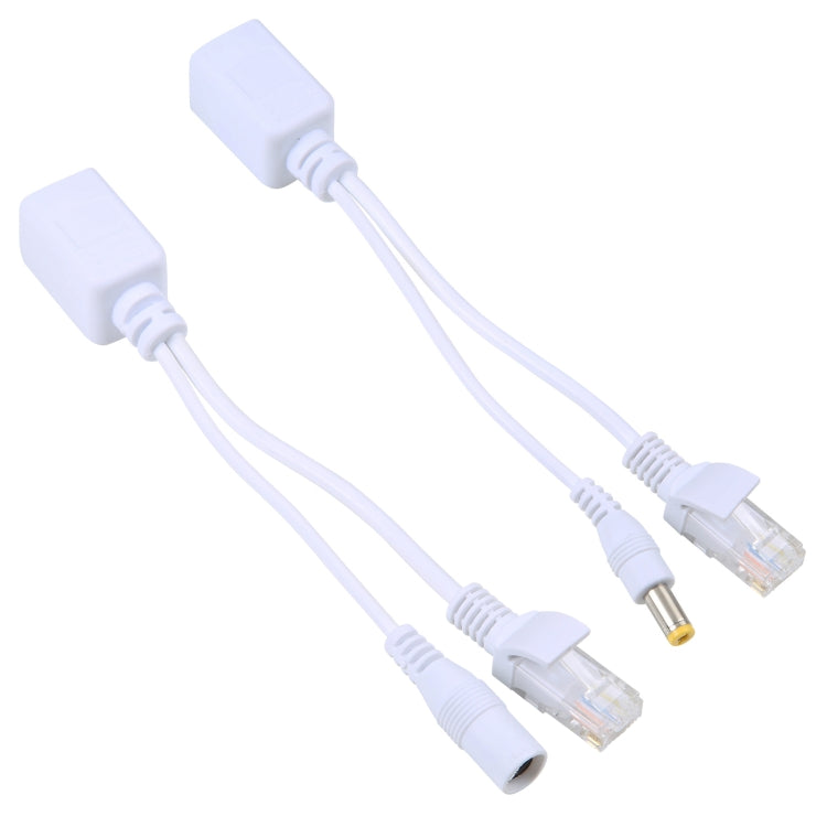 2 in 1 RJ45 POE Injector and Splitter Cable Set with 2.1x 5.5mm Female & Male DC Jack(White) - Security by buy2fix | Online Shopping UK | buy2fix