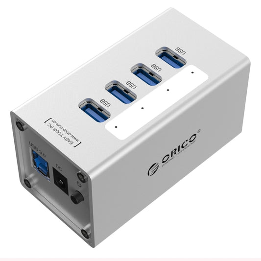 ORICO A3H4 Aluminum High Speed 4 Ports USB 3.0 HUB with 12V/2.5A Power Supply for Laptops(Silver) - USB 3.0 HUB by ORICO | Online Shopping UK | buy2fix