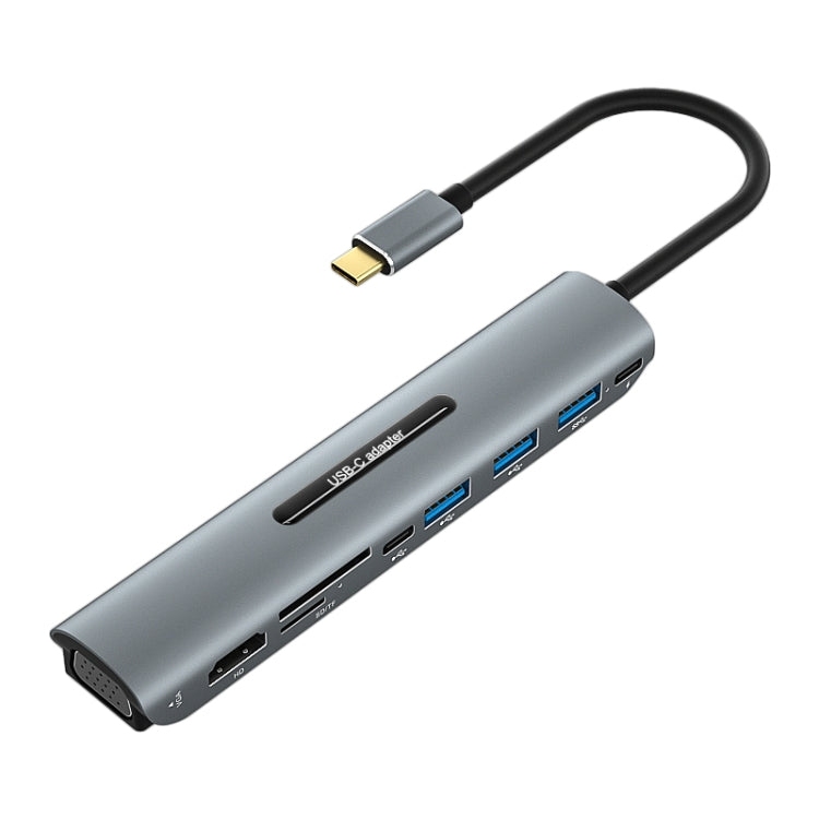 V216 9 in 1 USB-C / Type-C to PD + 3 x USB 3.0 + USB-C / Type-C + SD + TF + HDMI + VGA HUB Adapter - Computer & Networking by buy2fix | Online Shopping UK | buy2fix