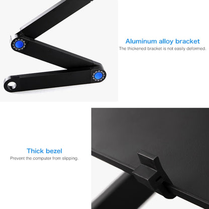 Portable 360 Degree Adjustable Foldable Aluminium Alloy Desk Stand with Double CPU Fans & Mouse Pad for Laptop / Notebook, Desk Size: 420mm x 260mm (Black) - Computer & Networking by buy2fix | Online Shopping UK | buy2fix