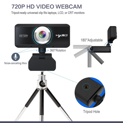 HXSJ S90 30fps 1 Megapixel 720P HD Webcam for Desktop / Laptop / Android TV, with 8m Sound Absorbing Microphone, Cable Length: 1.5m - HD Camera by HXSJ | Online Shopping UK | buy2fix