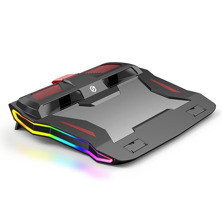 SSRQ-021S Rainbow Version Flank Glowing Dual-fan Laptop Radiator Two-speed Adjustable Computer Base for Laptops Under 18 inch - Computer & Networking by buy2fix | Online Shopping UK | buy2fix