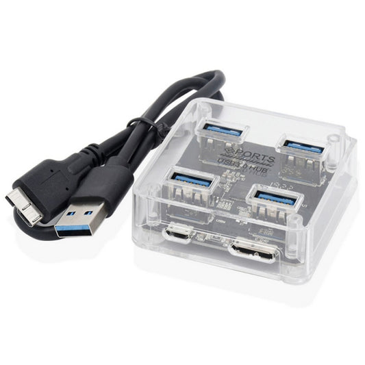 USB2.0 4 in 1 Multifunctional Desktop Square Transparent HUB - USB HUB by buy2fix | Online Shopping UK | buy2fix