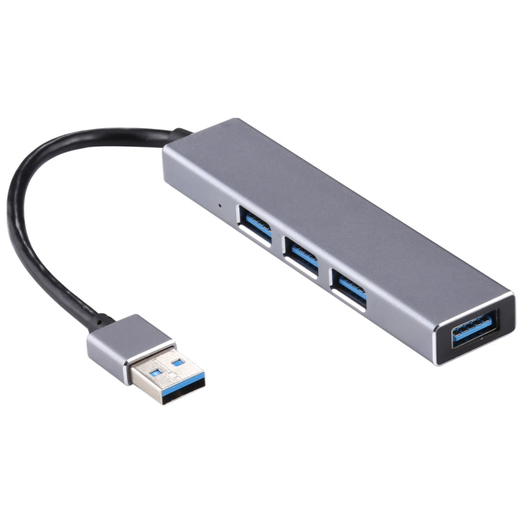 3019 4 x USB 3.0 to USB 3.0 Aluminum Alloy HUB Adapter with LED Indicator (Silver Grey) - Computer & Networking by buy2fix | Online Shopping UK | buy2fix