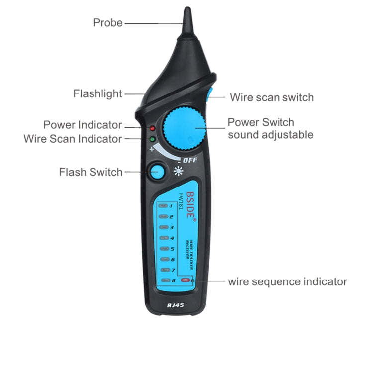 BSIDE FWT81 RJ11 / RJ45 Telephone Wire Tracker Toner Ethernet LAN Network Cable Tester - Lan Cable and Tools by buy2fix | Online Shopping UK | buy2fix