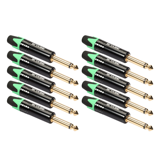 10 PCS TC202 6.35mm Gold-plated Mono Sound Welding Audio Adapter Plug(Green) - Consumer Electronics by buy2fix | Online Shopping UK | buy2fix